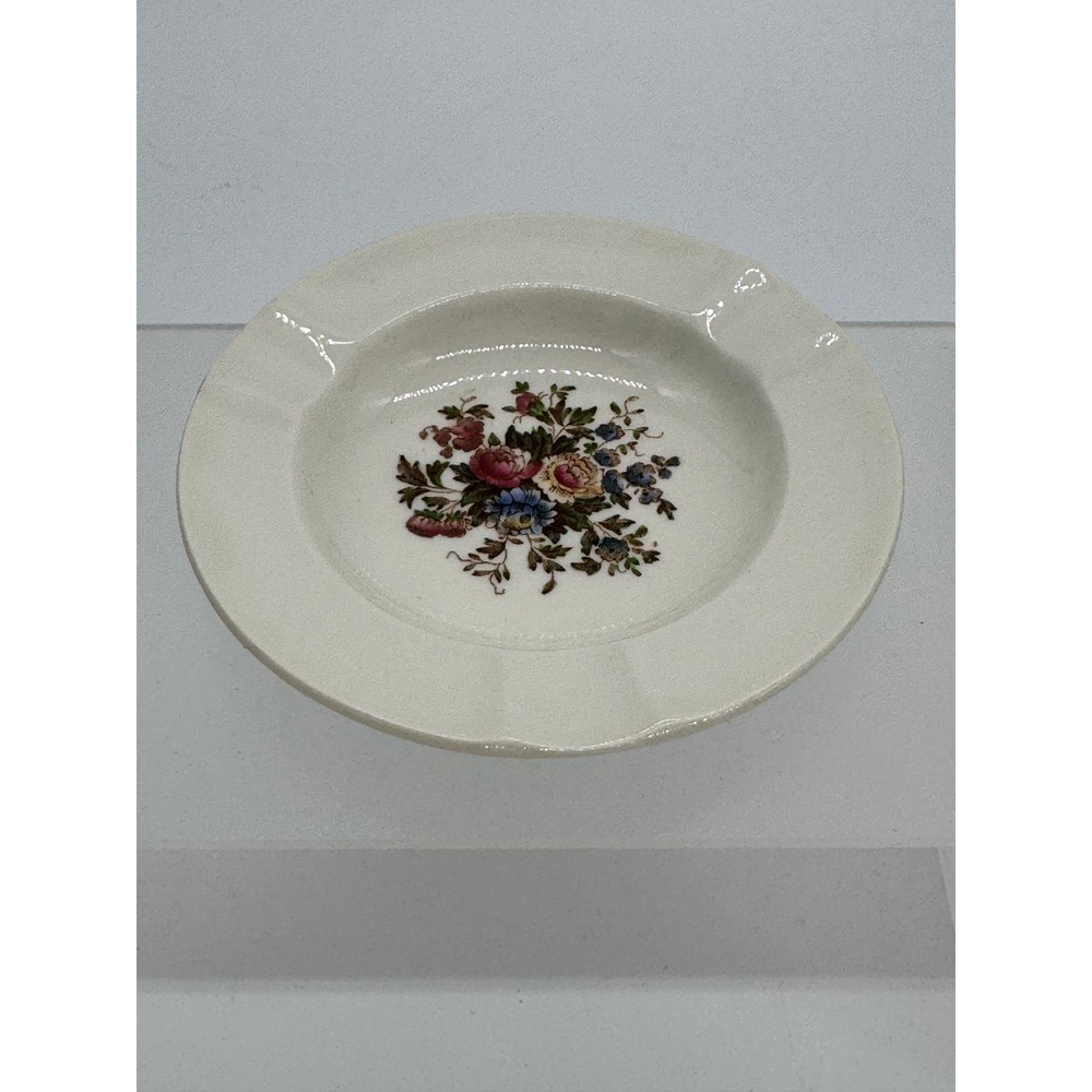 Wedgwood of Etruria & Barlaston Vintage Floral Creamware Ashtray Made in England
